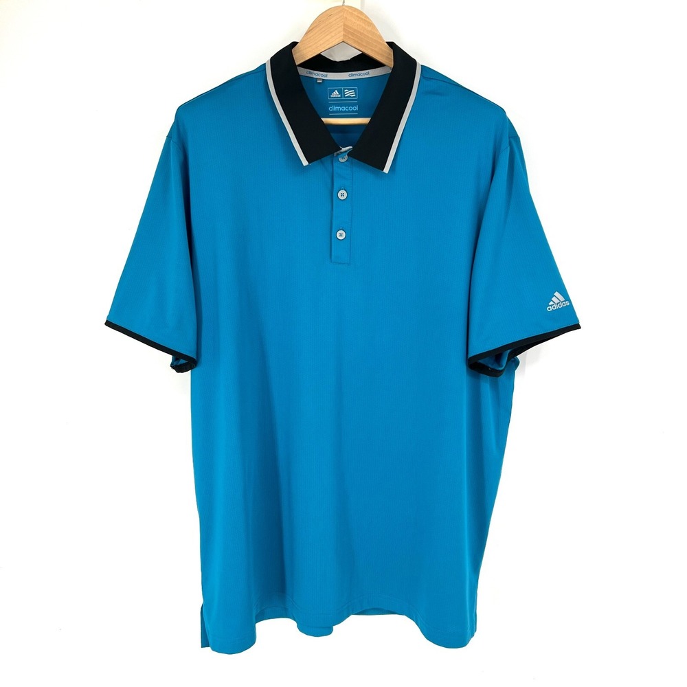 Adidas Climacool Tennis Performance Polo Shirt Mens Size 2XL Blue Black BC7590